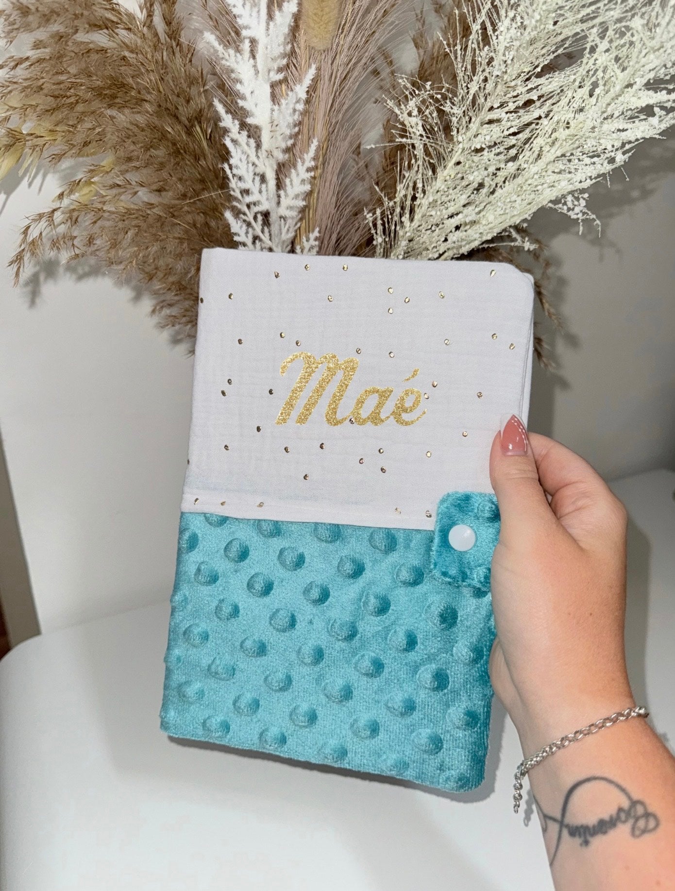 Protège carnet de santé - Bleu Turquoise