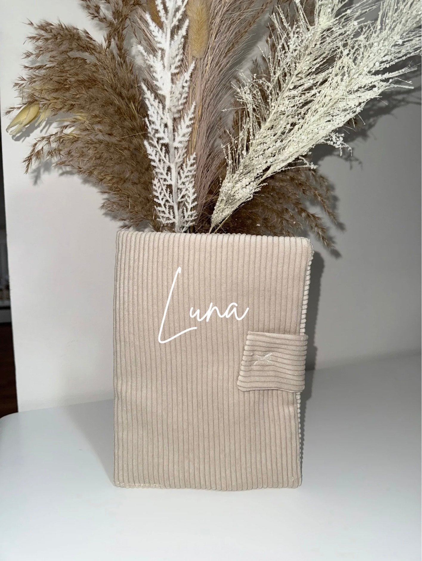 Protège carnet de santé - Velours Côtelé Beige