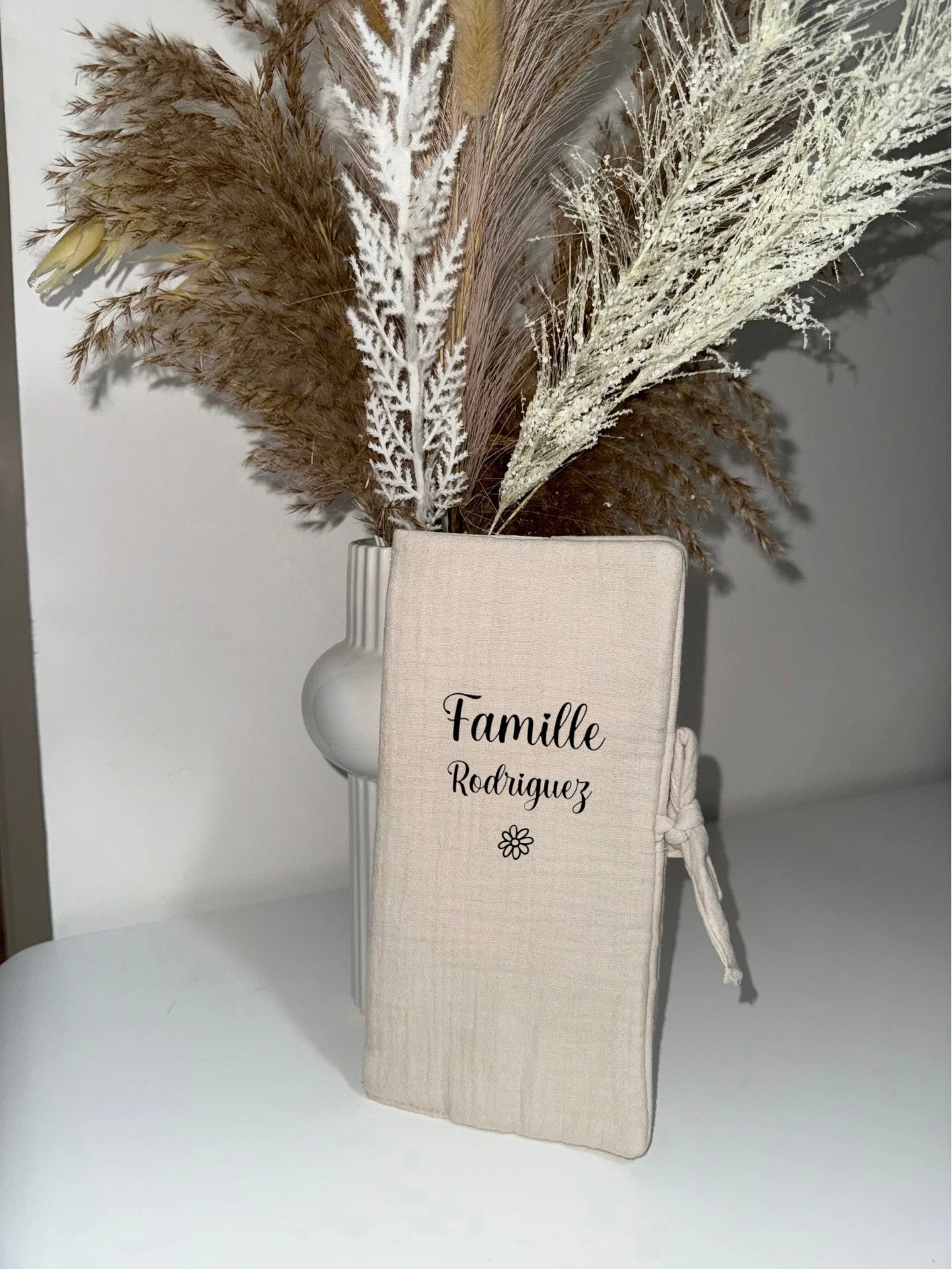 Protège Livret de Famille - Gaze de coton Beige