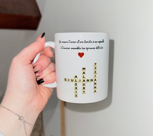 Tasse famille personnalisée "Scrabble"