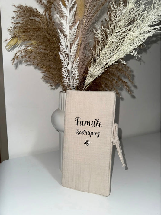 Protège Livret de Famille - Gaze de coton Beige