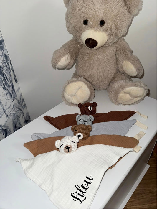 Doudou personnalisé "Tête d'ours"